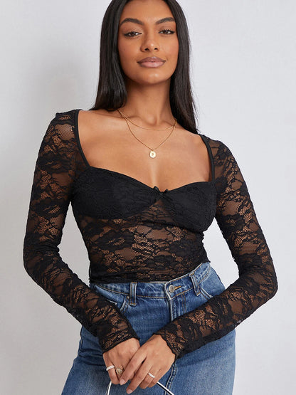 Long Sleeve Floral Lace Top