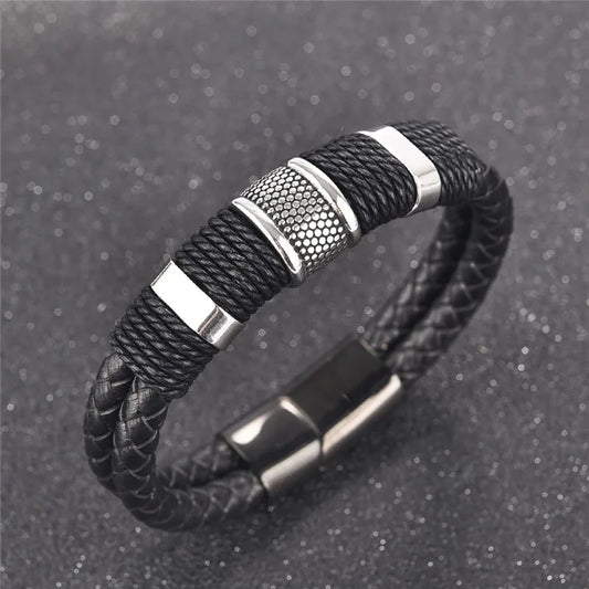 Black Woven Leather Bracelet