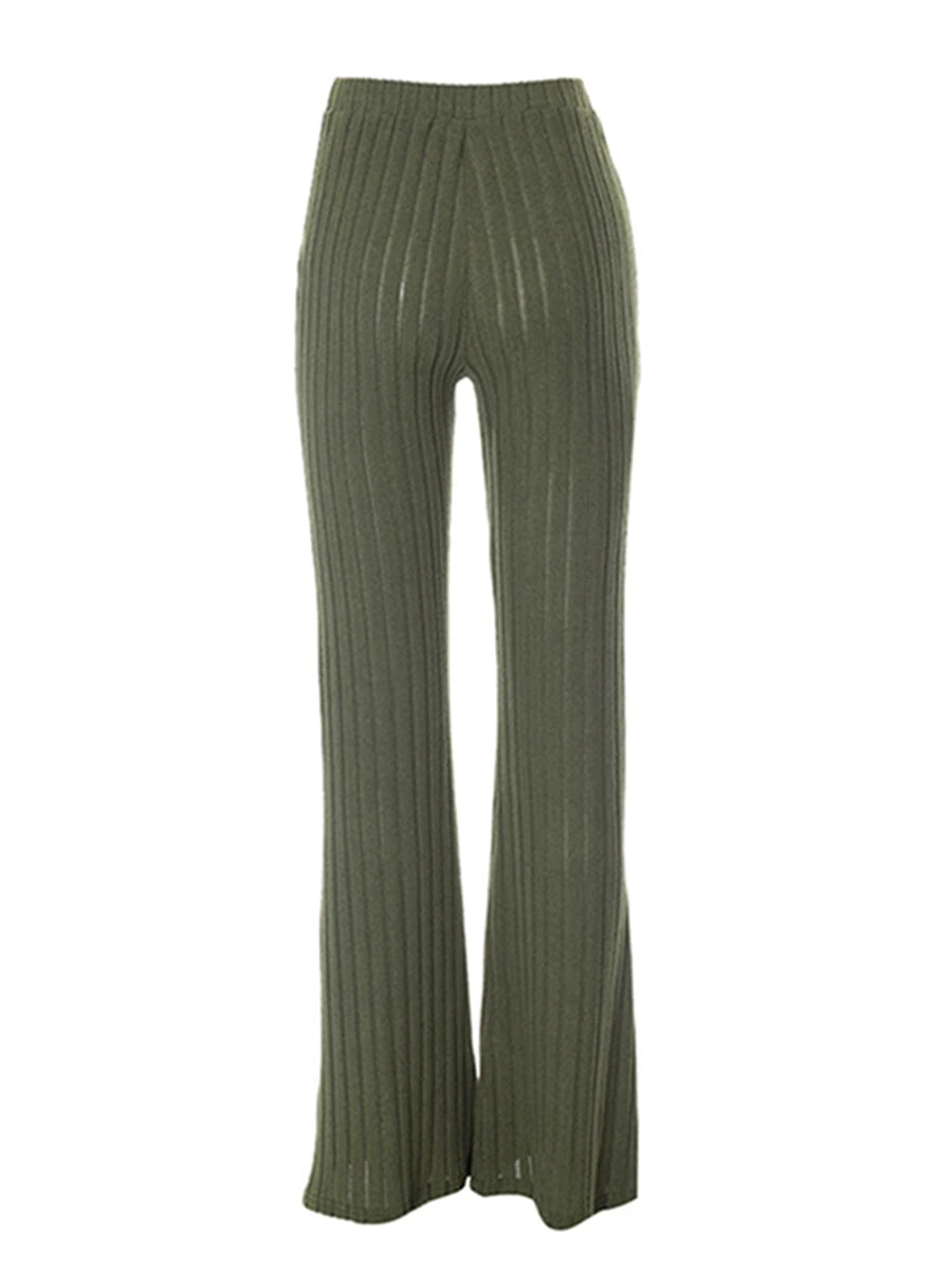 Women High Waist Flared Pants