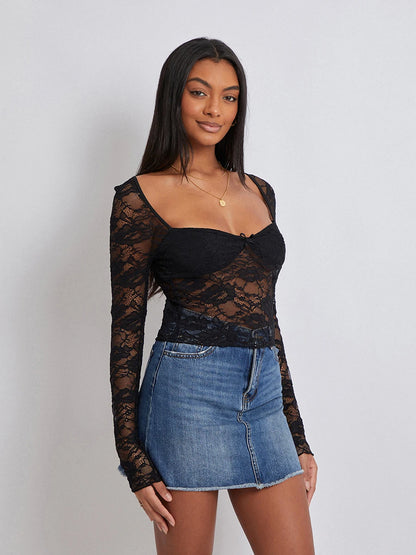 Long Sleeve Floral Lace Top