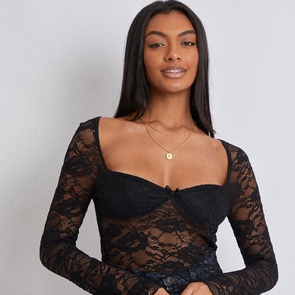 Long Sleeve Floral Lace Top