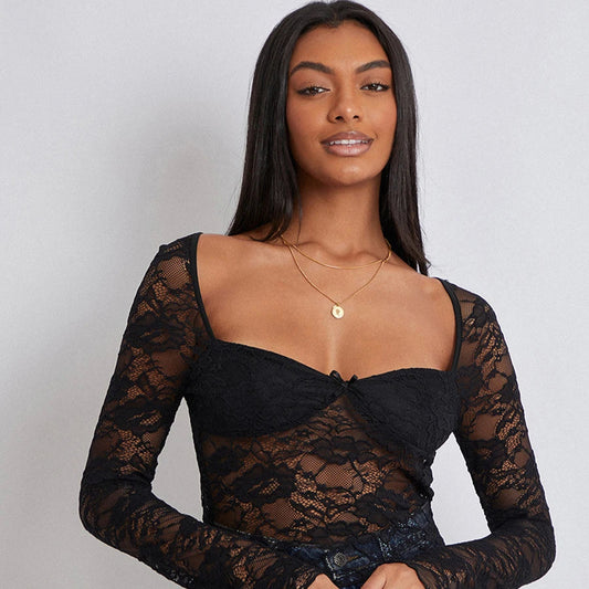 Long Sleeve Floral Lace Top