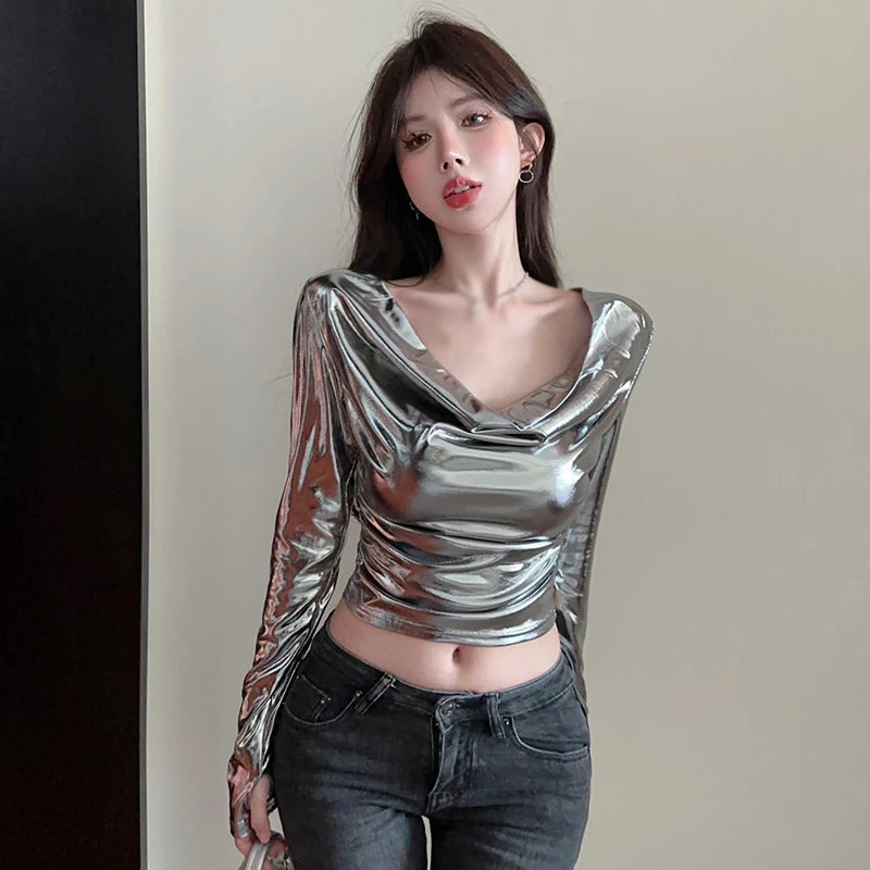 Vintage Glossy Swing Crop Top