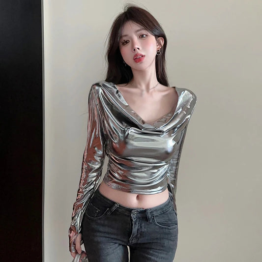 Vintage Glossy Swing Crop Top
